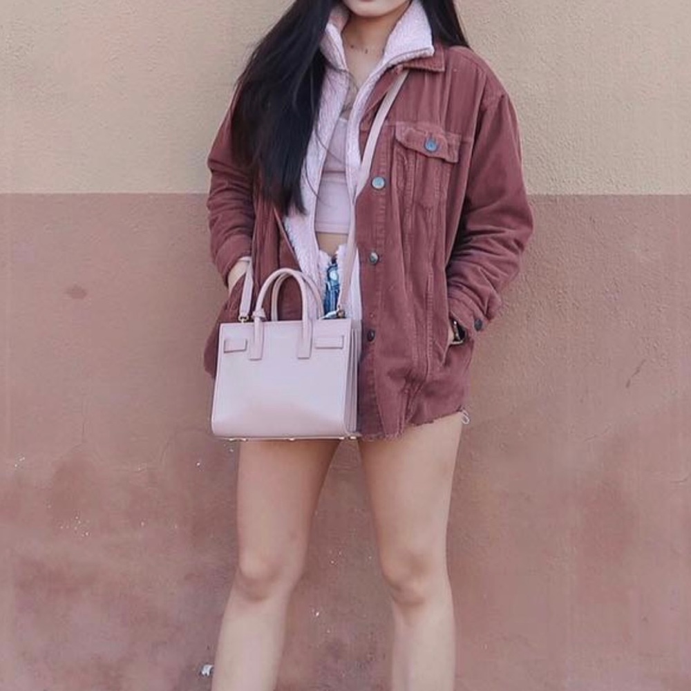 zara dusty mauve pink corduroy over shirt jacket